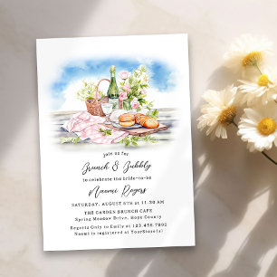 Invitation Brunch et Bubbly Fête de Mariage Champêtre d'Été