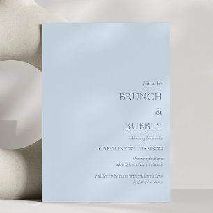 Invitation Brunch et Bubbly Fête de Mariage Poussiéreuse Bleu