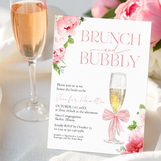 Invitation Brunch et Bubbly | Fête des mariées de l'aquarelle