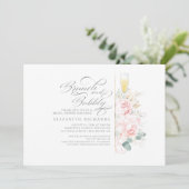 Invitation Brunch et Bubbly Fête des mariées florale rose (Debout devant)