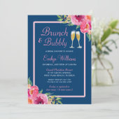 Invitation Brunch et Bubbly Fête des mariées Marine rose Flor (Debout devant)