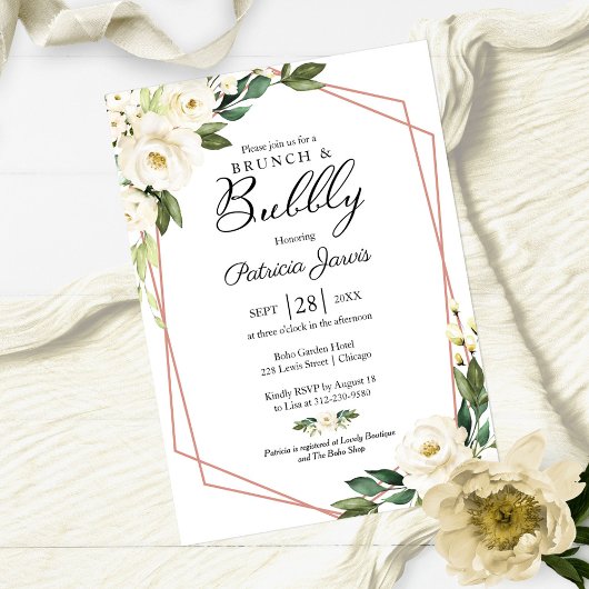 Invitation Brunch Et Bubbly Fête des mariées Verdure Floral I