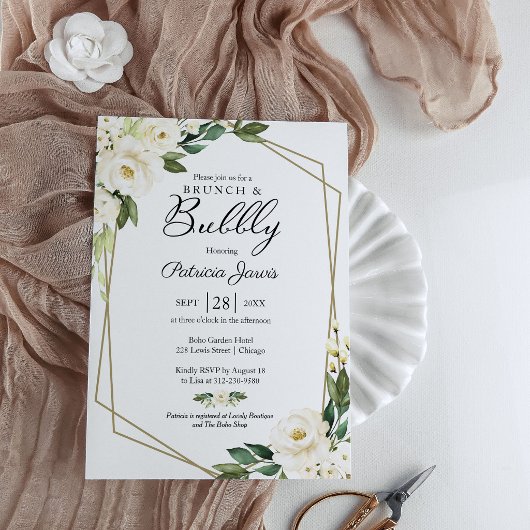 Invitation Brunch Et Bubbly Fête des mariées Verdure Florale