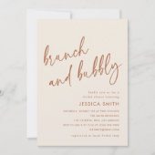 Invitation Brunch et Bubbly Mariage avec Code QR Beige (Devant)