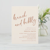 Invitation Brunch et Bubbly Mariage avec Code QR Beige (Debout devant)
