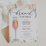 Invitation Brunch et Bubbly Mariage de champagne Brunch<br><div class="desc">Offre de Brunch Mariage avec une flûte d'aquarelle de champagne rose et une cascade de verdure d'aquarelle et de fleurs rousses. Customisez avec vos informations pour les jeunes mariés. Cliquez sur "cliquer pour customiser plus loin" pour modifier le style,  la taille ou la couleur de la police.</div>