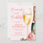Invitation Brunch et Bubbly Mimosa Champagne fête d'anniversa (Devant)