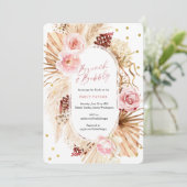 Invitation Brunch et Bubbly Moderne Boho rose Floral Bride (Debout devant)