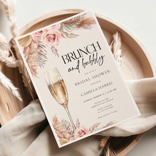 Invitation Brunch et Bubbly Pampas Grass Fête des mariées
