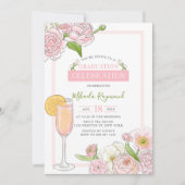 Invitation Brunch et Bubbly | Pink Floral Graduation Party (Devant)
