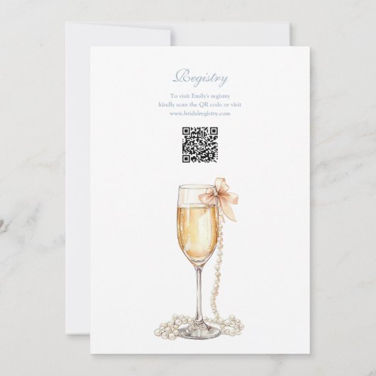 Invitation Brunch Et Bubbly QR Code Dusty Fête des mariées Bl (Dos)