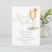 Invitation Brunch Et Bubbly QR Code Sage Fête des mariées ver (Debout devant)