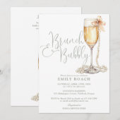 Invitation Brunch Et Bubbly QR Code Sage Fête des mariées ver (Devant / Derrière)