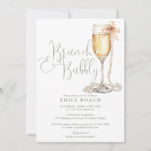 Invitation Brunch Et Bubbly QR Code Sage Fête des mariées ver