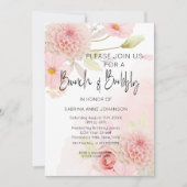 Invitation Brunch et Bubbly rose Fête des mariées florale Inv (Devant)