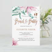 Invitation Brunch et bubbly rose floral glam nuptiale douche (Debout devant)