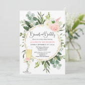 Invitation Brunch et Bubbly rose or verdure douche nuptiale (Debout devant)