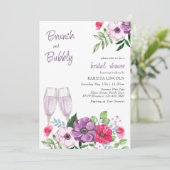 Invitation Brunch et Bubbly violet rose Fête des mariées flor (Debout devant)