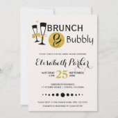 Invitation Brunch et bulle blanc noir noir douche nuptiale (Devant)