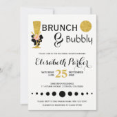 Invitation Brunch et bulle blanc noir noir douche nuptiale (Devant)