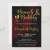 Invitation Brunch et bulle bourgogne glam doré douche nuptial (Devant)