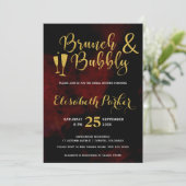 Invitation Brunch et bulle bourgogne glam doré douche nuptial (Debout devant)