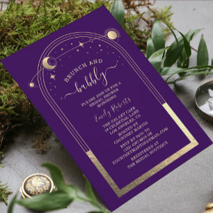 Invitation Brunch et bulle Fête des mariées mystique violet