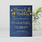 Invitation Brunch et bulle marine glam or nuptiale douche (Debout devant)