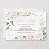 Invitation Brunch et bulle nuptiale douche rose floral (Devant)