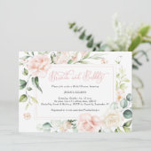 Invitation Brunch et bulle nuptiale douche rose floral (Debout devant)