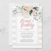 Invitation Brunch et bulle rose Fête des mariées florale (Devant)