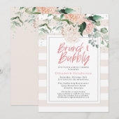 Invitation Brunch et bulle rose Fête des mariées florale (Devant / Derrière)