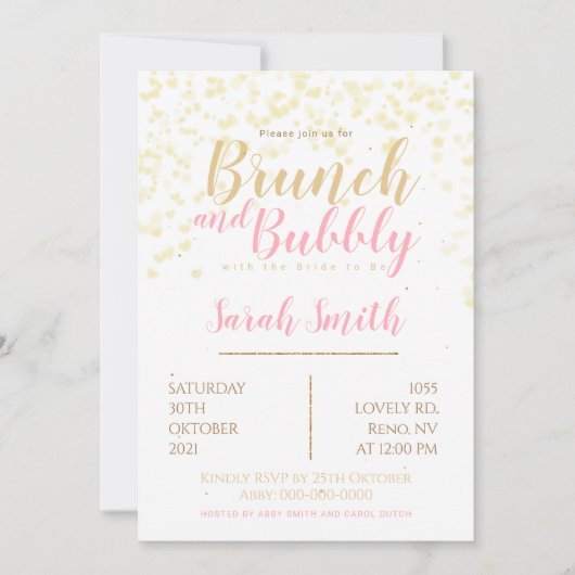 Invitation Brunch et bulles bulles dorées (Devant)
