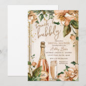 Invitation Brunch et bulles, Champagne de mariage en rose dor (Devant / Derrière)
