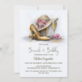 Invitation Brunch et Bulles Champagne et Chaussures Dorées (Devant)