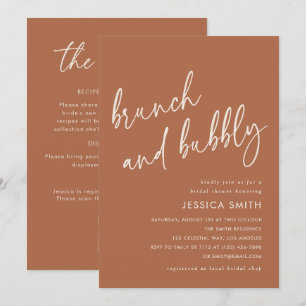 Invitation Brunch et Bulles de Mariée avec Code QR Terracotta