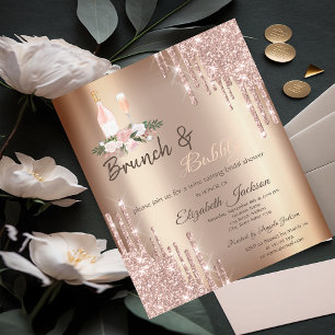 Invitation Brunch et Bulles de Mariée avec des Gouttes de Pai
