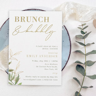 Invitation Brunch et Bulles Élégant et Verdoyant pour une Mar