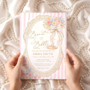 Invitation Brunch et Bulles Fête de Mariage Florale et Coloré