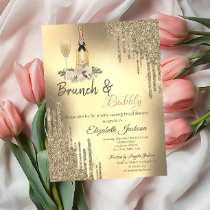 Invitation Brunch et Champagne "Champagne Drips" pour une Bab