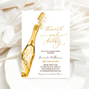 Invitation Brunch et Champagne Pétillant Doré Baby Shower de