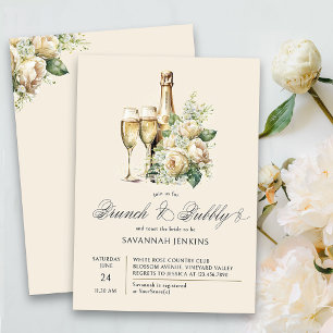 Invitation Brunch et Champagne Pétillant Roses Shower de Mari