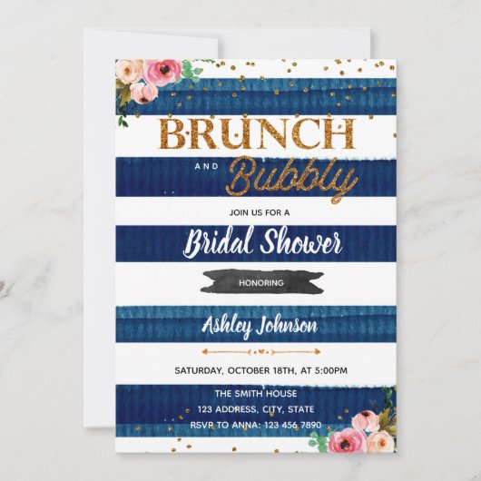 Invitation Brunch et confetti mousseux (Devant)