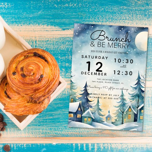 Invitation brunch et être joyeux fête de Noël bouquet déjeune