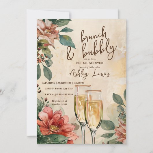 Invitation Brunch et fête bulle Douche nuptiale (Devant)