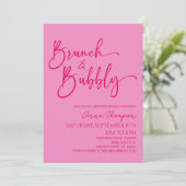 Invitation Brunch et fête de brunch rose Bubbly (Debout devant)