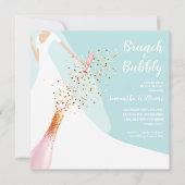 Invitation Brunch et Fête des mariées Bleue Bubbly (Devant)