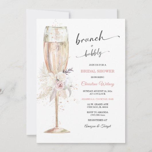 Invitation Brunch et Fête des mariées Bubbly (Devant)