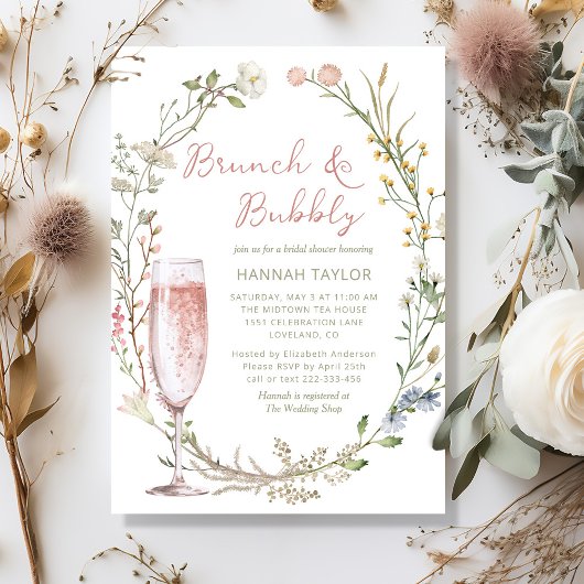 Invitation Brunch et Fête des mariées Bubbly