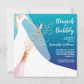 Invitation Brunch et Fête des mariées Bubbly bleu (Devant)
